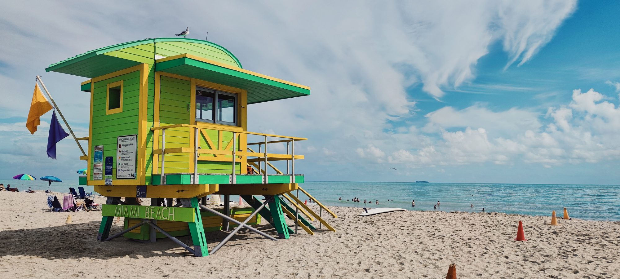 Colorful lifeguard tower on Miami Beach