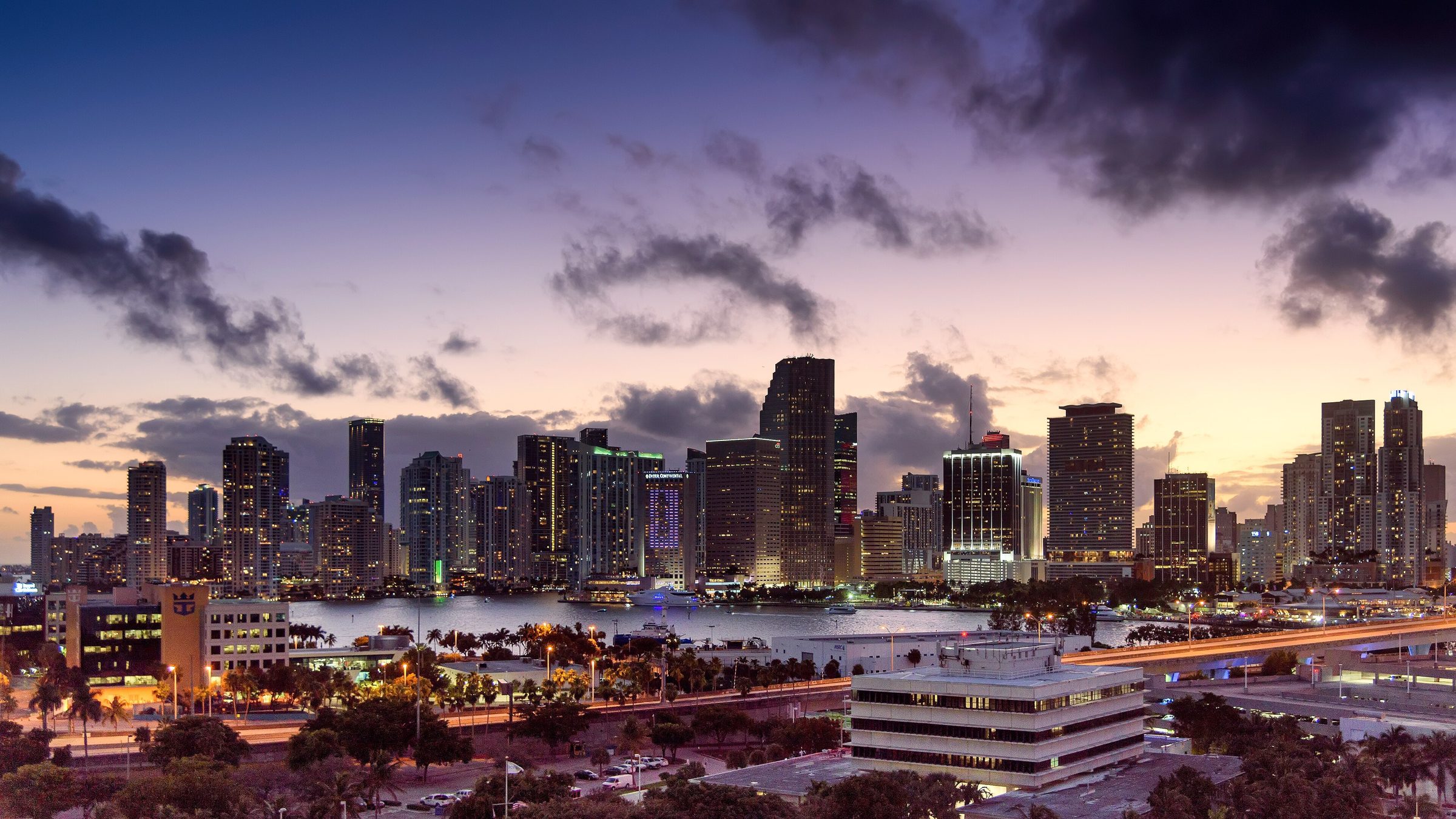Miami skyline at sunset
